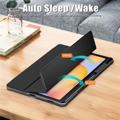 For Samsung Galaxy Tab S6 Lite (2020) P610 P615 / (2022) P613 P619 / (2024) P620 P625 Case Tri-fold Stand PU Leather Smart Cover