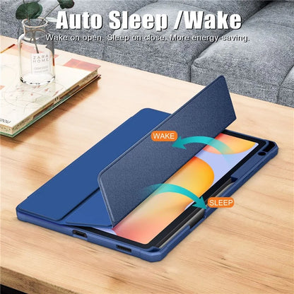 For Samsung Galaxy Tab S6 Lite (2020) P610 P615 / (2022) P613 P619 / (2024) P620 P625 Case Tri-fold Stand PU Leather Smart Cover