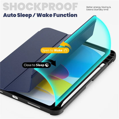 For iPad 10.9 (2022) Leather Case Tablet Stand Cover with Auto Wake / Sleep