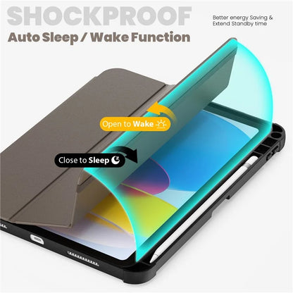 For iPad 10.9 (2022) Leather Case Tablet Stand Cover with Auto Wake / Sleep
