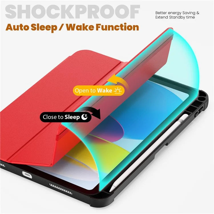 For iPad 10.9 (2022) Leather Case Tablet Stand Cover with Auto Wake / Sleep
