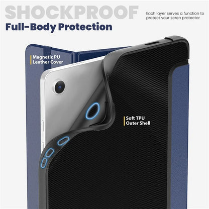 For Samsung Galaxy Tab A9+ SM-X210 / X216 / X218 Case Leather+TPU Stand Tablet Cover with Auto Wake / Sleep