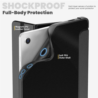 For Samsung Galaxy Tab A9+ SM-X210 / X216 / X218 Case Leather+TPU Stand Tablet Cover with Auto Wake / Sleep