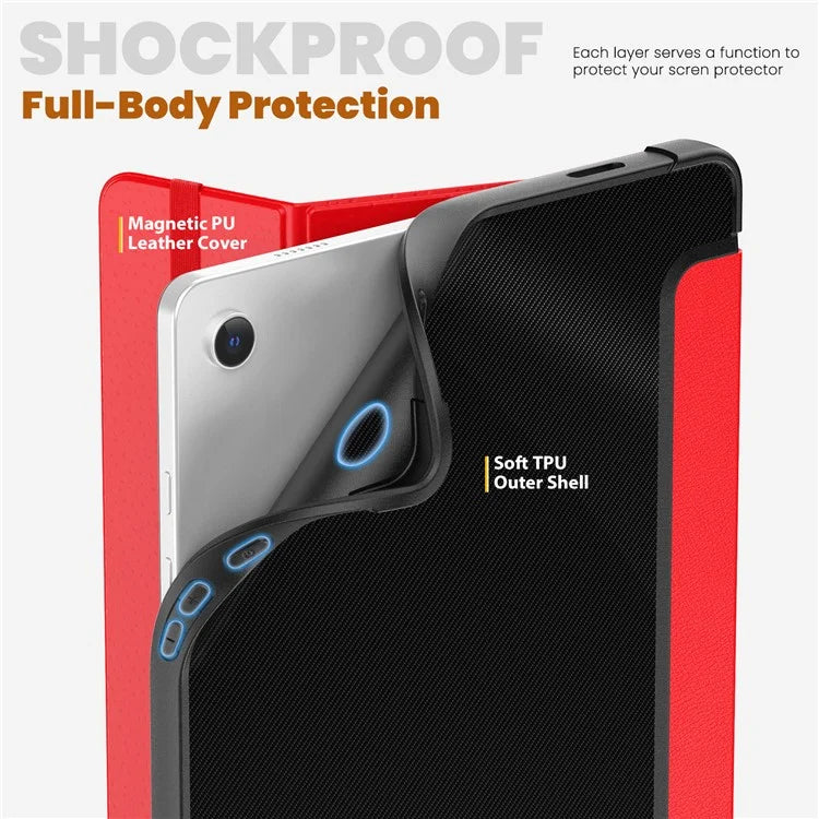 For Samsung Galaxy Tab A9+ SM-X210 / X216 / X218 Case Leather+TPU Stand Tablet Cover with Auto Wake / Sleep