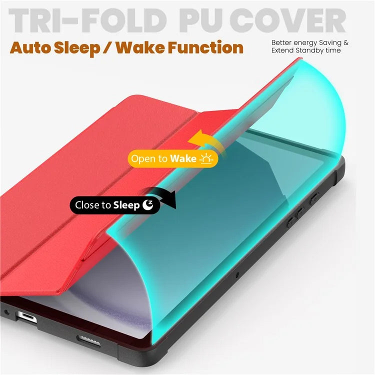 For Samsung Galaxy Tab A9+ SM-X210 / X216 / X218 Case Leather+TPU Stand Tablet Cover with Auto Wake / Sleep