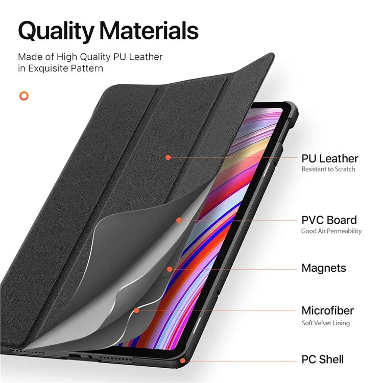 DUX DUCIS Domo Series for Xiaomi Redmi Pad Pro / Redmi Pad Pro 5G / Poco Pad Tablet Case Tri-Fold Stand Leather Shell with Pencil Holder
