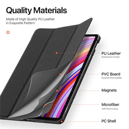 DUX DUCIS Domo Series for Xiaomi Redmi Pad Pro / Redmi Pad Pro 5G / Poco Pad Tablet Case Tri-Fold Stand Leather Shell with Pencil Holder