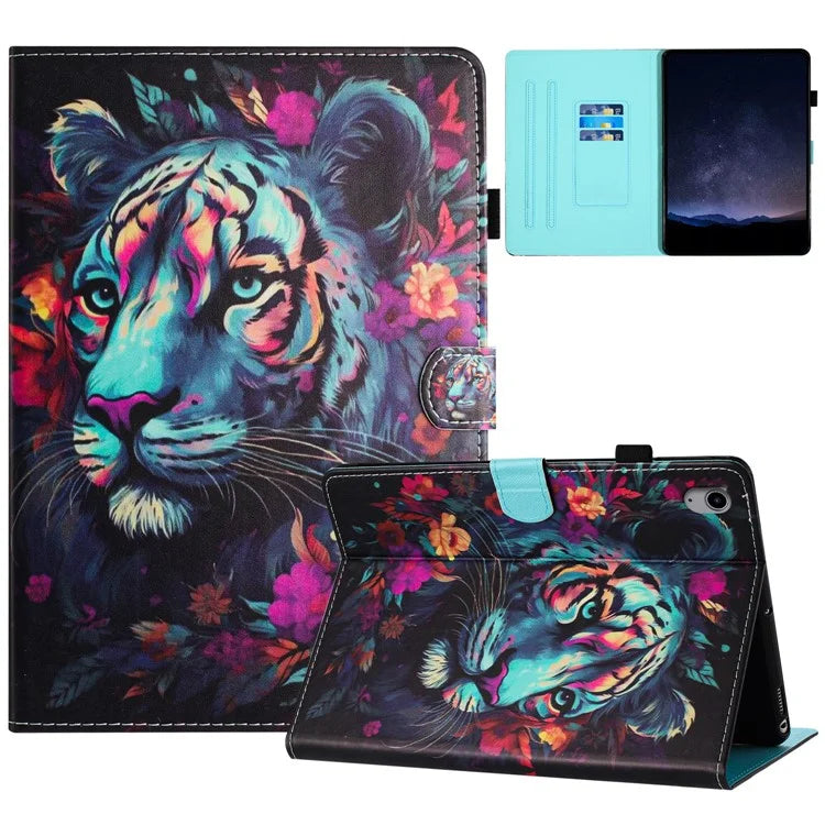 For iPad 10.9 (2022) Case Pattern Printing Full Protection PU Leather Stand Tablet Cover