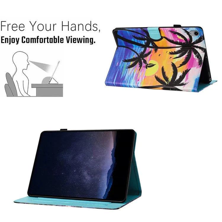 For iPad 10.9 (2022) Case Pattern Printing Full Protection PU Leather Stand Tablet Cover