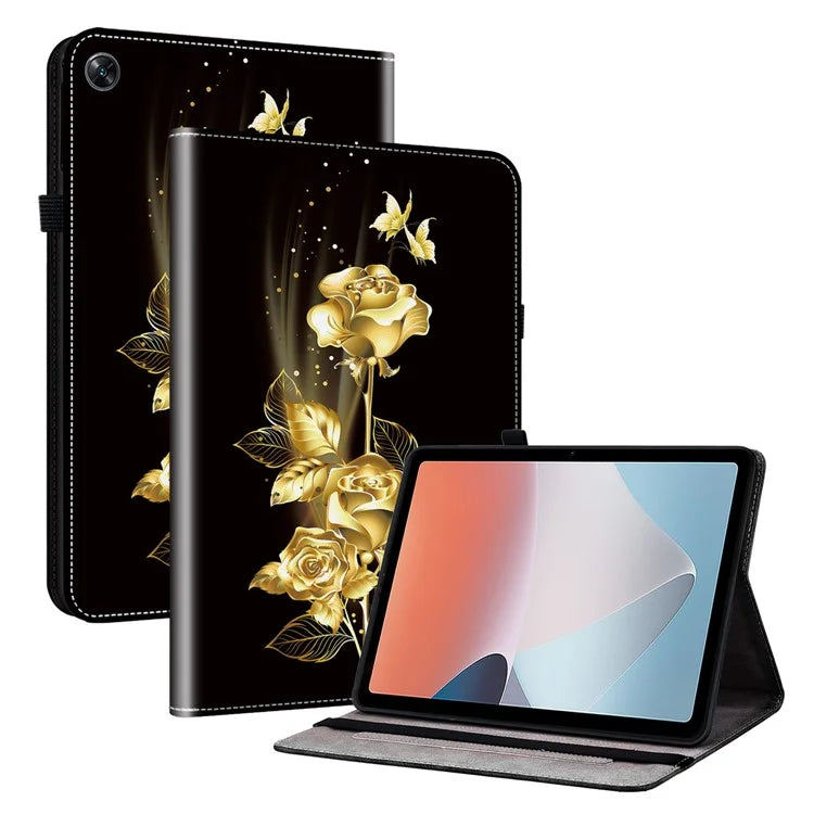 For Oppo Pad Air Case Pattern Printing Flip Stand Card Slots Tablet Shell
