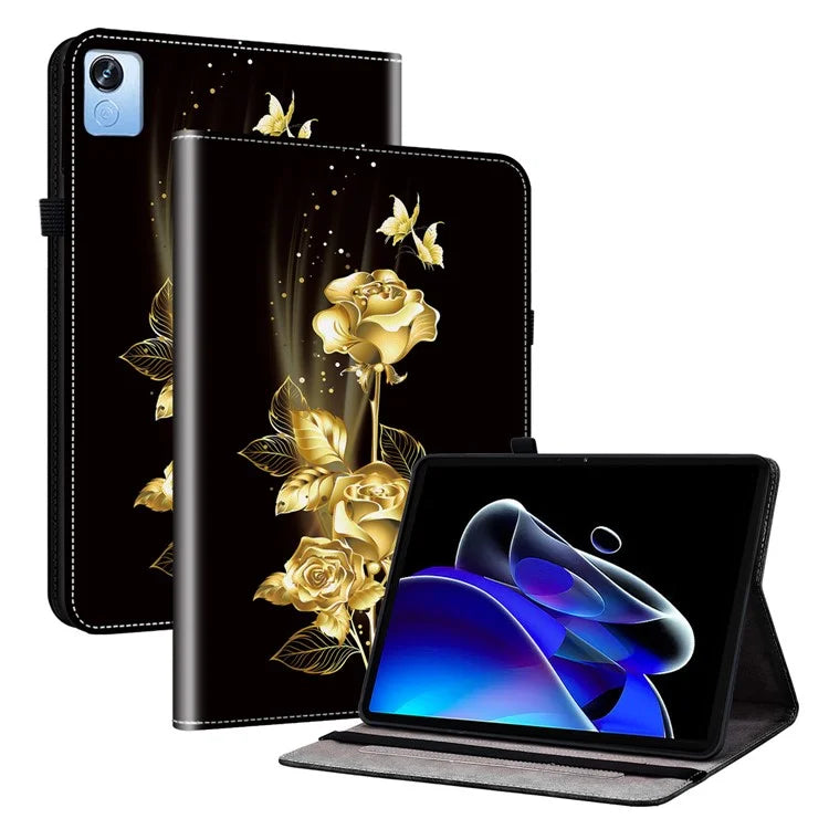 For Realme Pad X Leather Case Pattern Printing Card Holder Tablet Cover