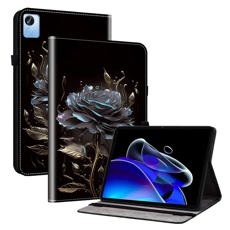 For Realme Pad X Leather Case Pattern Printing Card Holder Tablet Cover