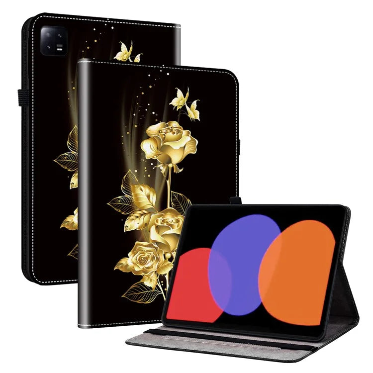 For Xiaomi Pad 6 / Pad 6 Pro Case Pattern Printing Leather Stand Tablet Cover with Card Slots