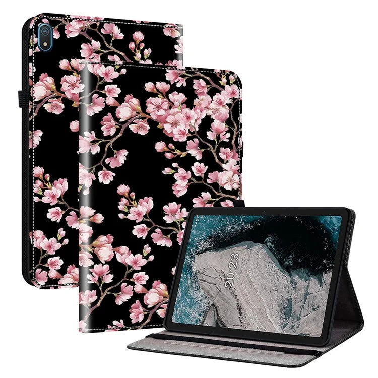 For Nokia T20 Case Pattern PU Leather Flip Tablet Cover with Stand Function Card Slots