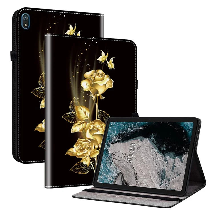 For Nokia T20 Case Pattern PU Leather Flip Tablet Cover with Stand Function Card Slots