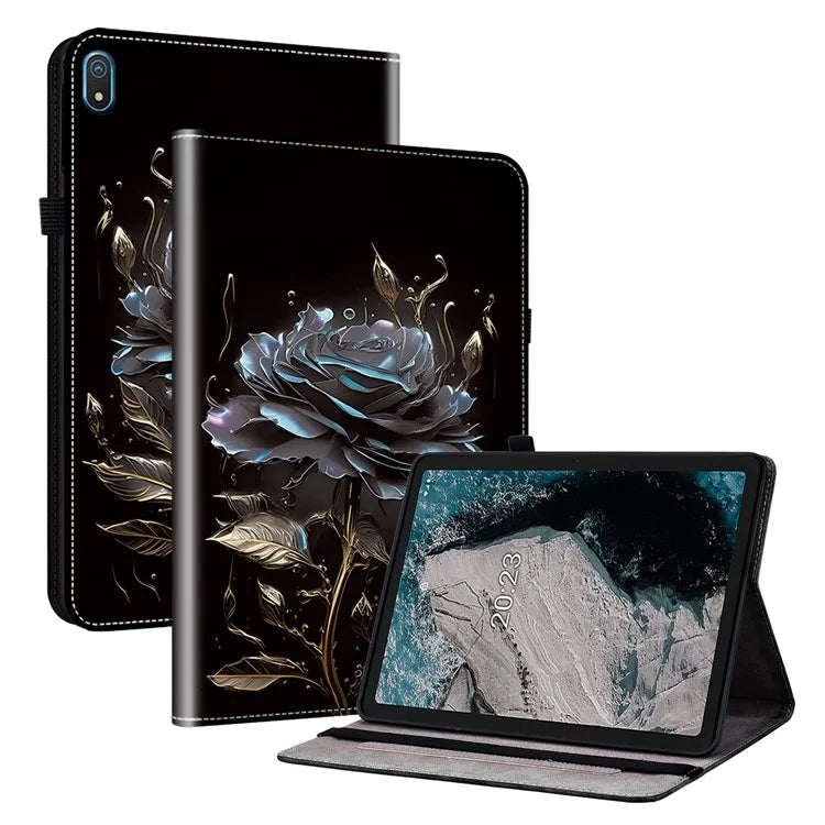 For Nokia T20 Case Pattern PU Leather Flip Tablet Cover with Stand Function Card Slots