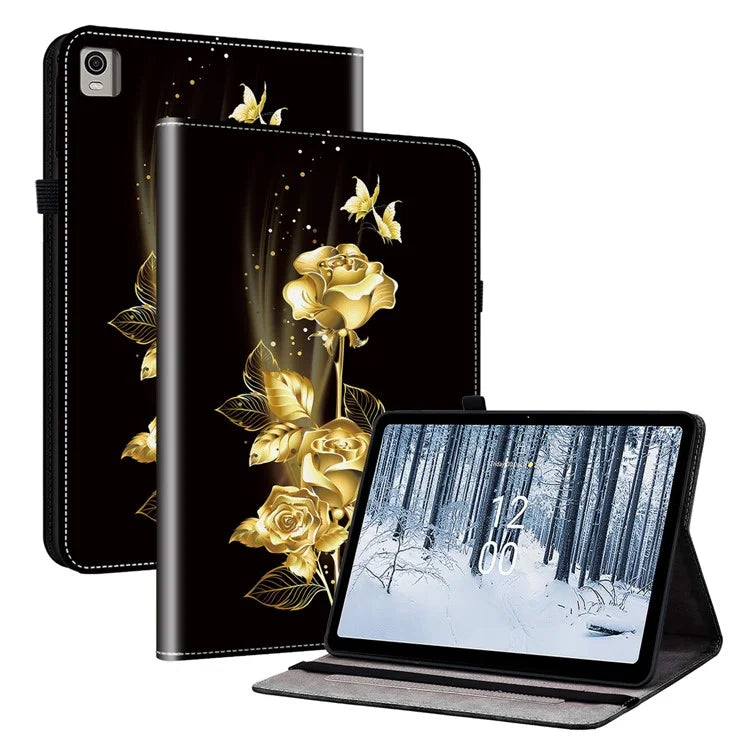 For Nokia T21 Case Pattern Printing PU Leather Tablet Cover with Card Slots Stand