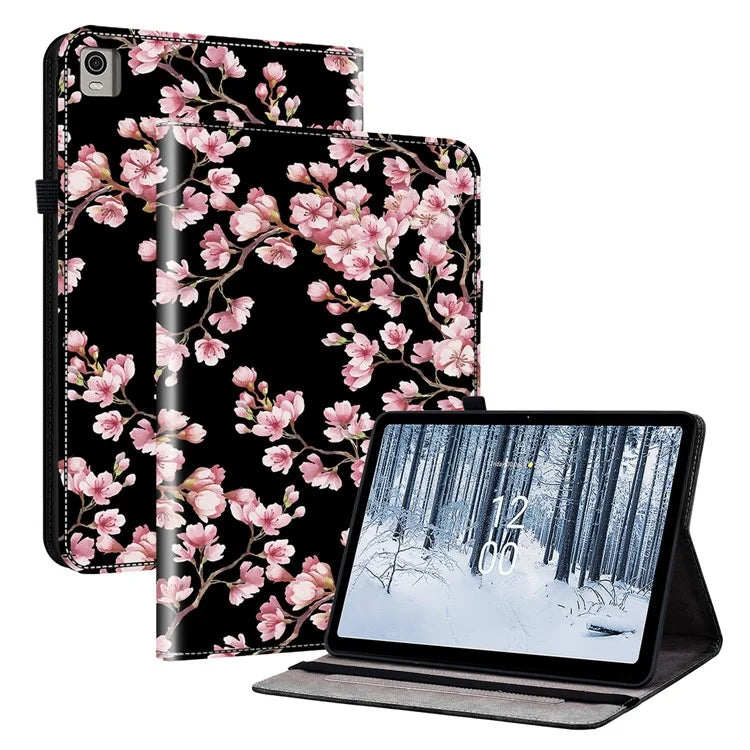 For Nokia T21 Case Pattern Printing PU Leather Tablet Cover with Card Slots Stand