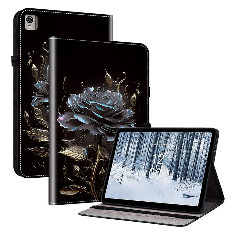 For Nokia T21 Case Pattern Printing PU Leather Tablet Cover with Card Slots Stand