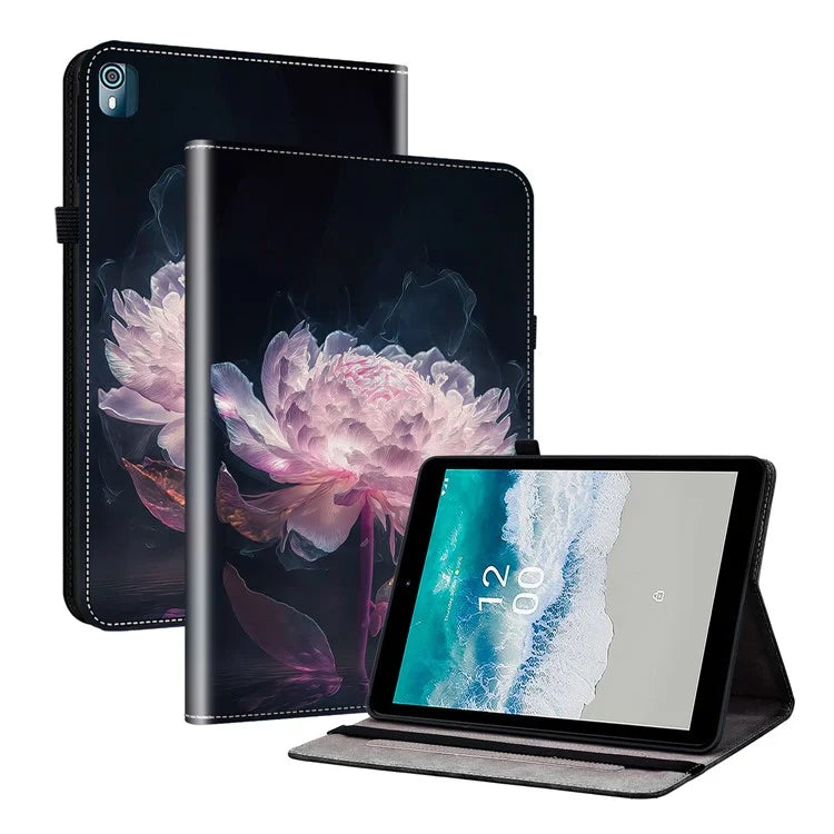 For Nokia T10 Stand Case PU Leather Pattern Printed Tablet Case
