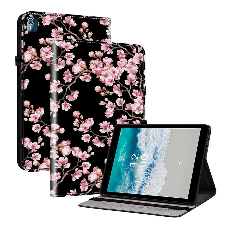 For Nokia T10 Stand Case PU Leather Pattern Printed Tablet Case