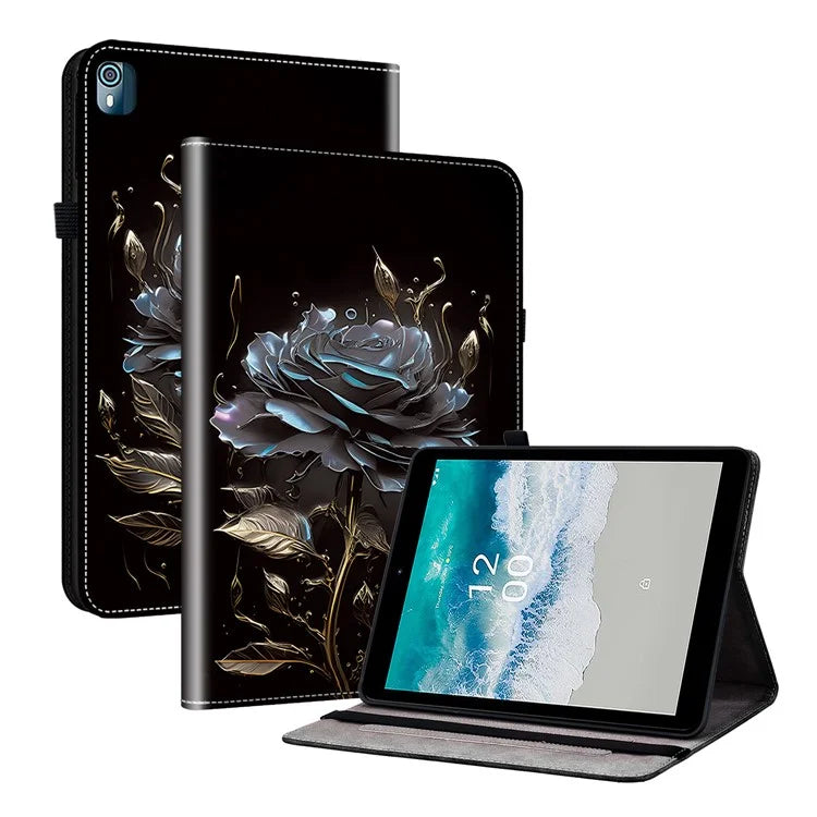 For Nokia T10 Stand Case PU Leather Pattern Printed Tablet Case