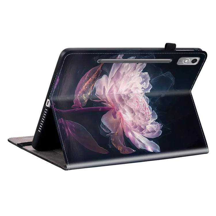 For Lenovo Tab P12 Case Pattern Printing Card Slots Tablet Shell with Foldable Stand