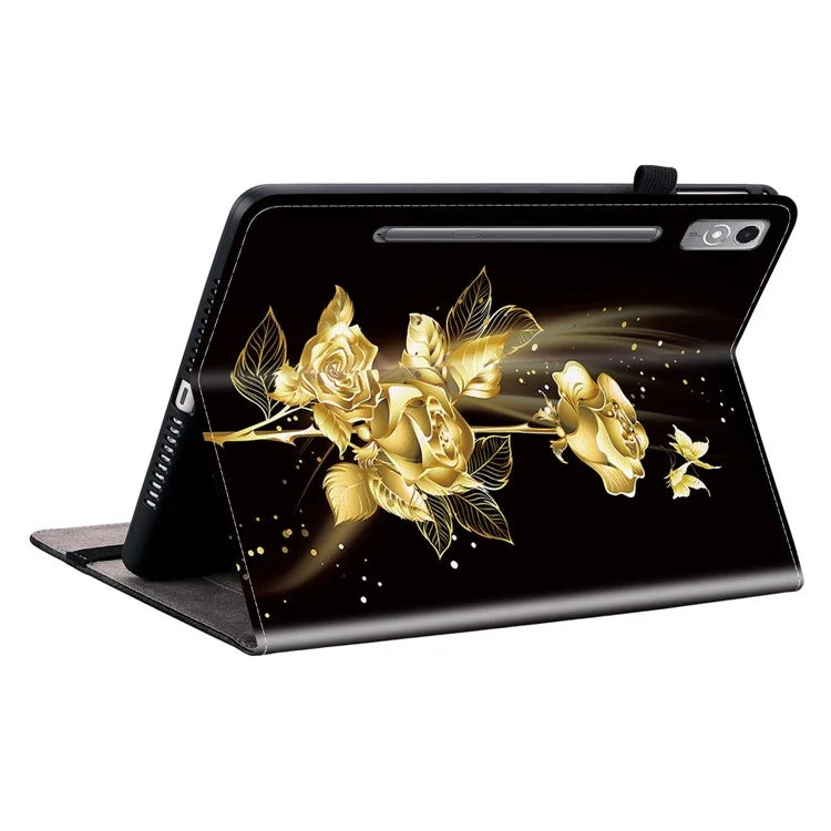 For Lenovo Tab P12 Case Pattern Printing Card Slots Tablet Shell with Foldable Stand