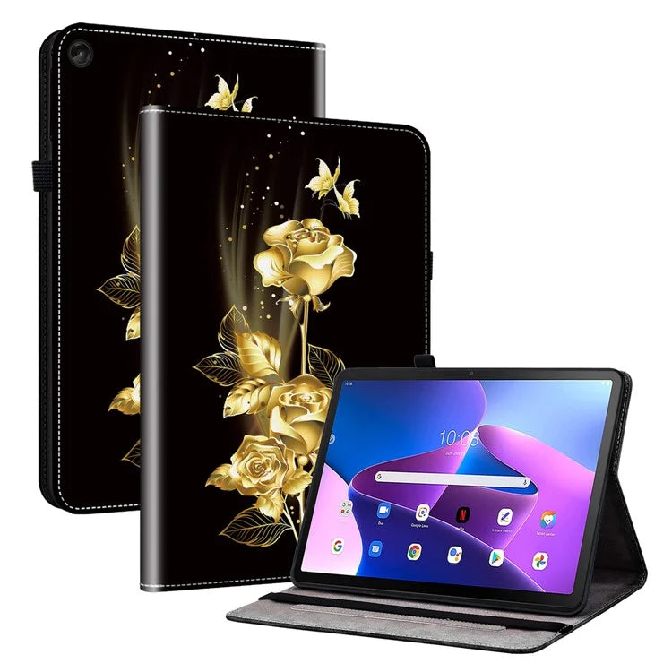 For Lenovo Tab M10 Plus (3rd Gen) Leather Tablet Case Card Slots Cover Pattern Printing