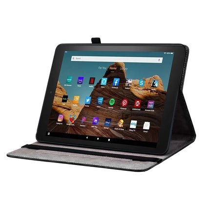 Universal Stand Case for Amazon Fire HD 10 (2023) Tablet Case Cover PU Leather Pattern Print