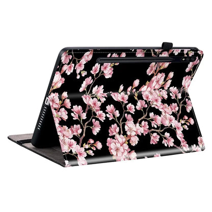 For Samsung Galaxy Tab S7+ / S7 FE / S8+ Case PU Leather Flip Cover Pattern Printing Anti-Drop Tablet Shell