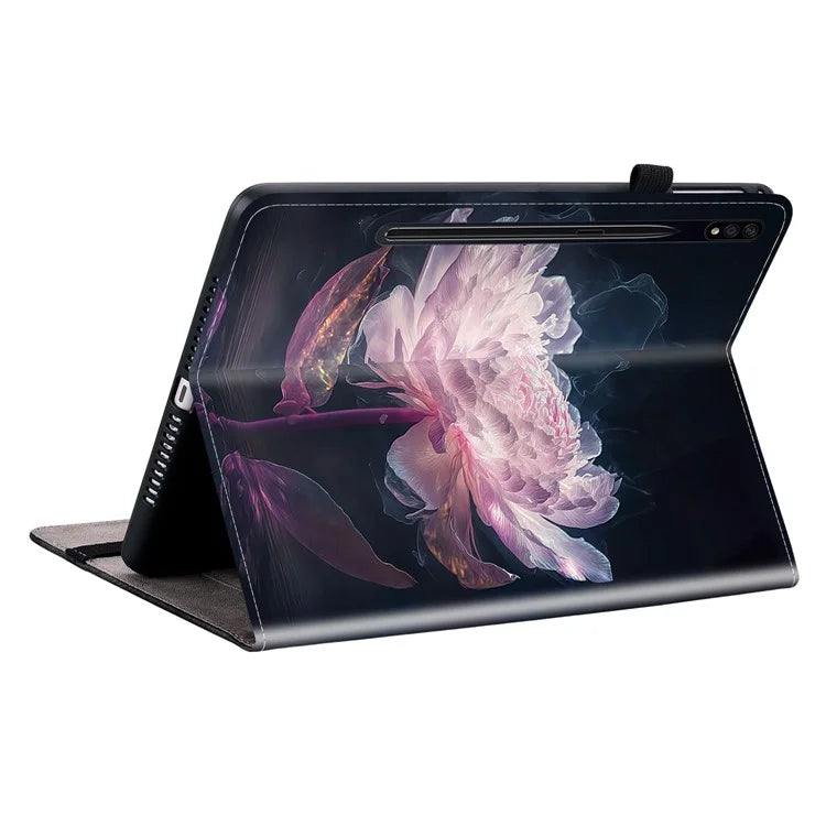 For Samsung Galaxy Tab S7+ / S7 FE / S8+ Case PU Leather Flip Cover Pattern Printing Anti-Drop Tablet Shell