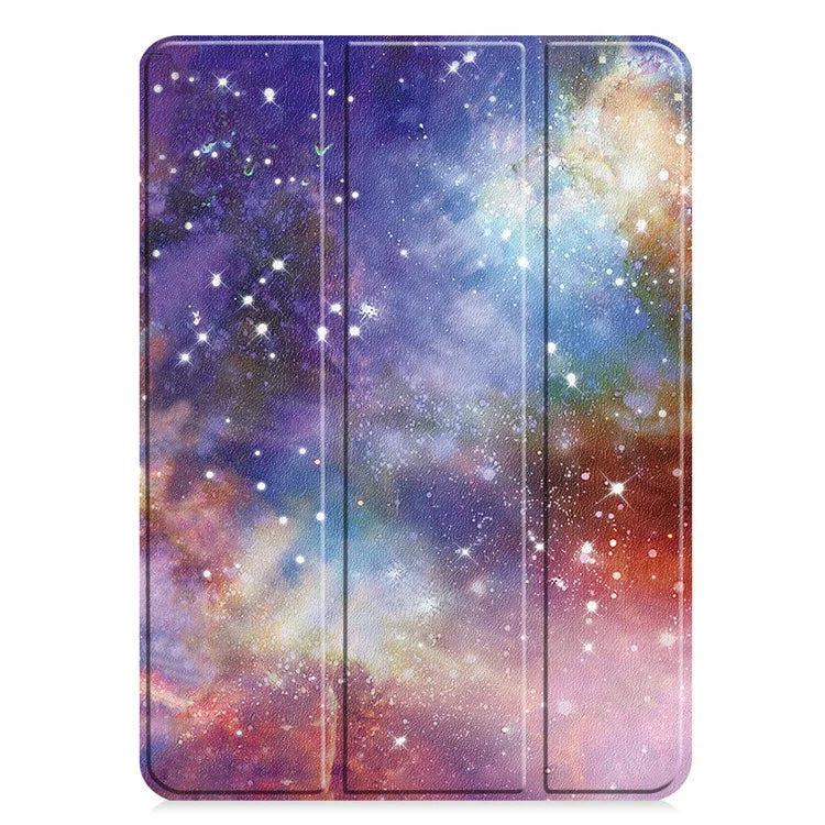For iPad Pro 13 (2024) Case Trifold Stand Pattern Leather Tablet Cover Smart Wake Sleep