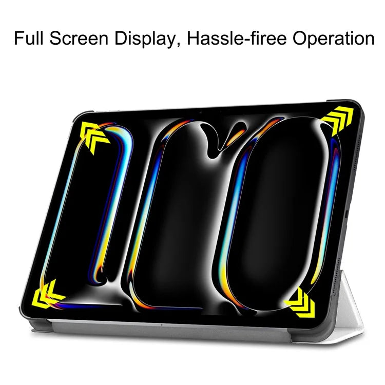 For iPad Pro 13 (2024) Case Trifold Stand Pattern Leather Tablet Cover Smart Wake Sleep