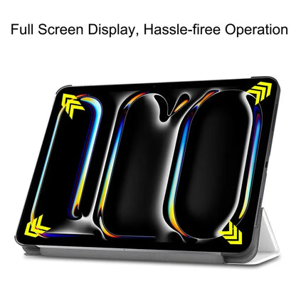 For iPad Pro 13 (2024) Case Trifold Stand Pattern Leather Tablet Cover Smart Wake Sleep