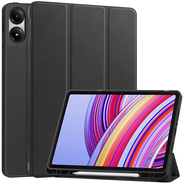 For Xiaomi Redmi Pad Pro / Redmi Pad Pro 5G / Poco Pad Tablet Case Tri-Fold Stand Shock-Absorbent Leather Cover with Pen Slot