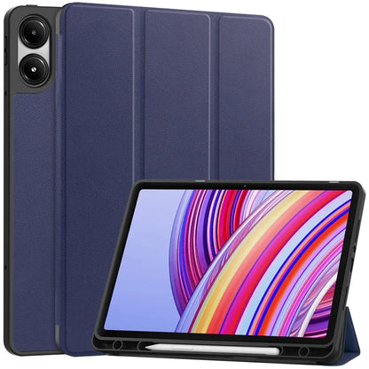 For Xiaomi Redmi Pad Pro / Redmi Pad Pro 5G / Poco Pad Tablet Case Tri-Fold Stand Shock-Absorbent Leather Cover with Pen Slot