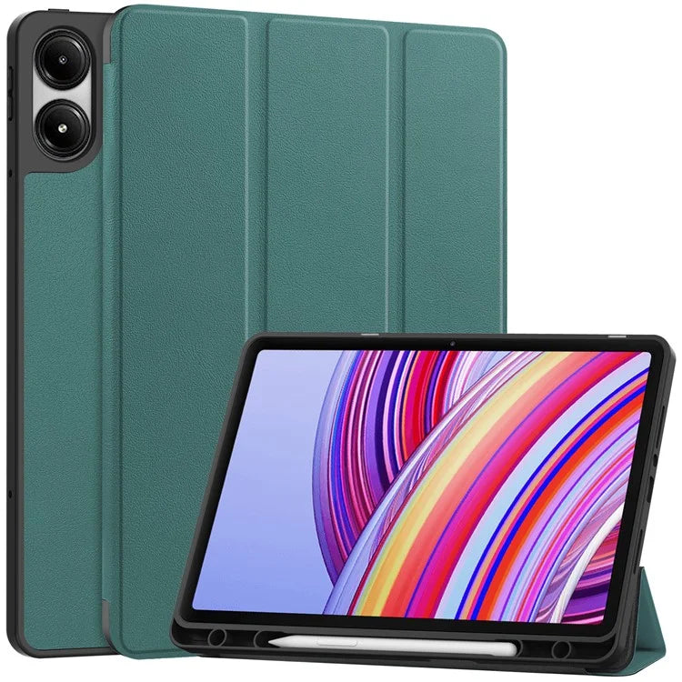 For Xiaomi Redmi Pad Pro / Redmi Pad Pro 5G / Poco Pad Tablet Case Tri-Fold Stand Shock-Absorbent Leather Cover with Pen Slot