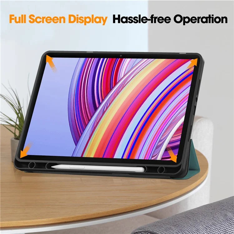 For Xiaomi Redmi Pad Pro / Redmi Pad Pro 5G / Poco Pad Tablet Case Tri-Fold Stand Shock-Absorbent Leather Cover with Pen Slot