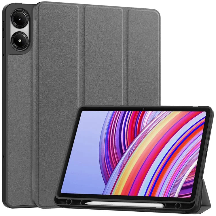 For Xiaomi Redmi Pad Pro / Redmi Pad Pro 5G / Poco Pad Tablet Case Tri-Fold Stand Shock-Absorbent Leather Cover with Pen Slot