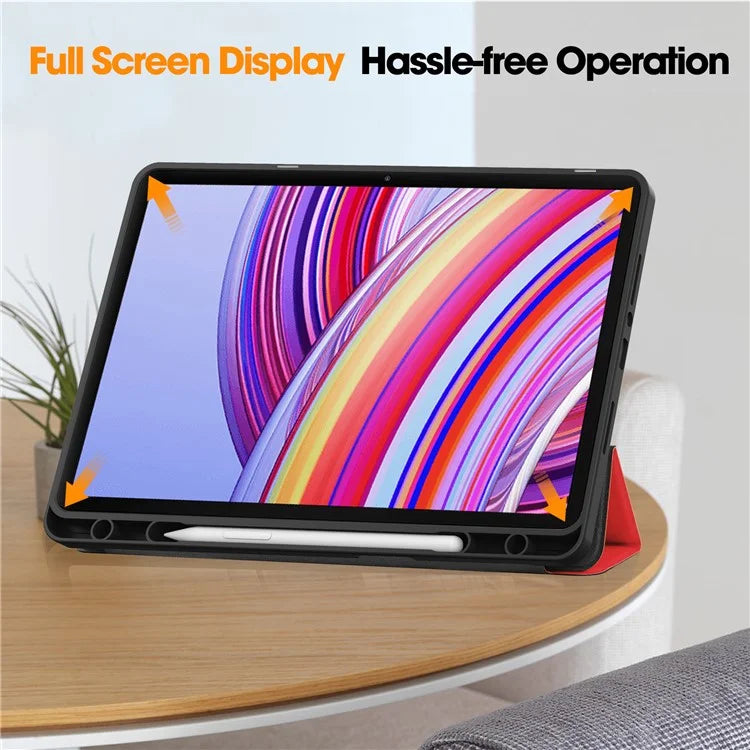 For Xiaomi Redmi Pad Pro / Redmi Pad Pro 5G / Poco Pad Tablet Case Tri-Fold Stand Shock-Absorbent Leather Cover with Pen Slot