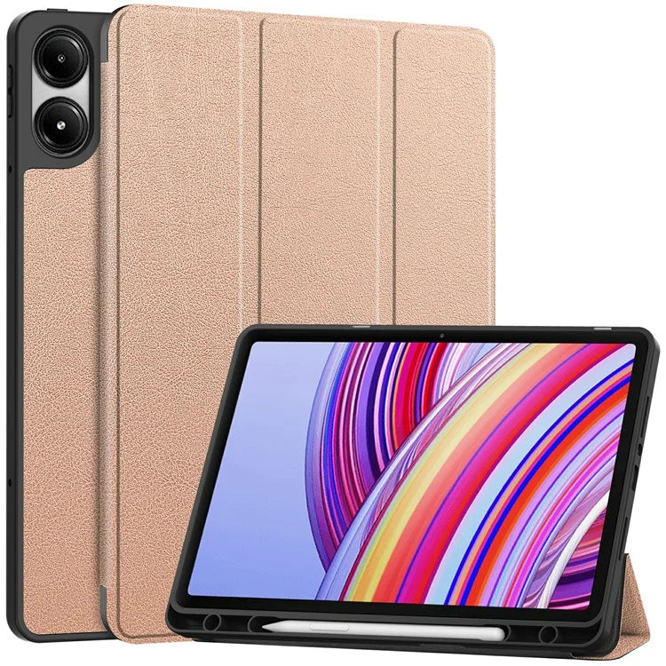 For Xiaomi Redmi Pad Pro / Redmi Pad Pro 5G / Poco Pad Tablet Case Tri-Fold Stand Shock-Absorbent Leather Cover with Pen Slot