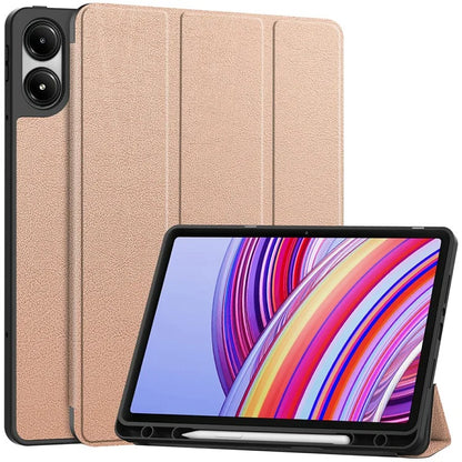For Xiaomi Redmi Pad Pro / Redmi Pad Pro 5G / Poco Pad Tablet Case Tri-Fold Stand Shock-Absorbent Leather Cover with Pen Slot