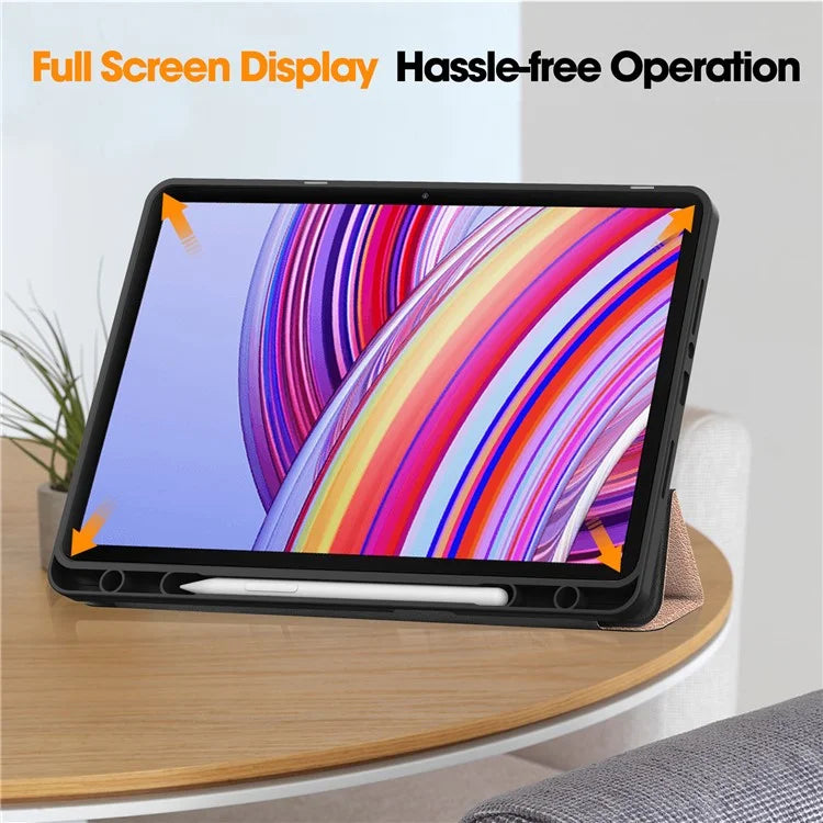 For Xiaomi Redmi Pad Pro / Redmi Pad Pro 5G / Poco Pad Tablet Case Tri-Fold Stand Shock-Absorbent Leather Cover with Pen Slot