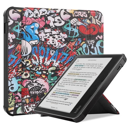 For Kobo Libra Colour Case Pattern Print Leather ebook Reader Cover