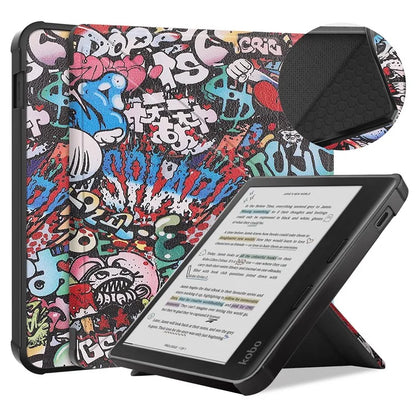 For Kobo Libra Colour Case Pattern Print Leather ebook Reader Cover