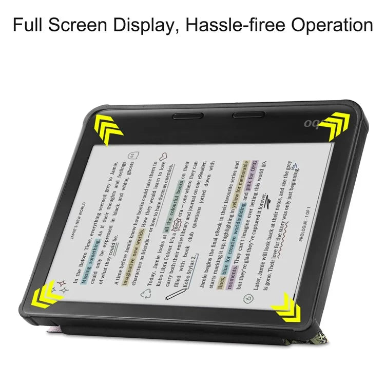 For Kobo Libra Colour Case Pattern Print Leather ebook Reader Cover