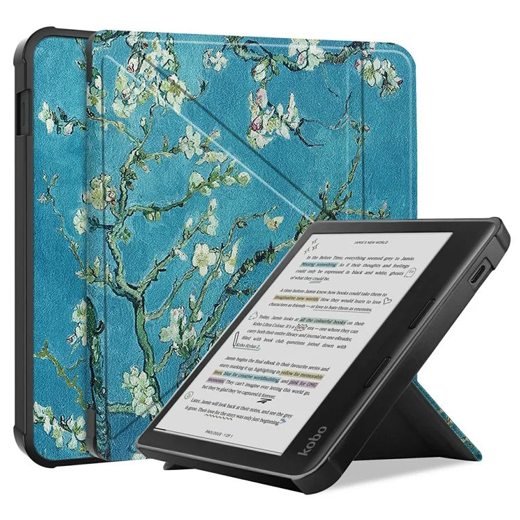 For Kobo Libra Colour Case Pattern Print Leather ebook Reader Cover