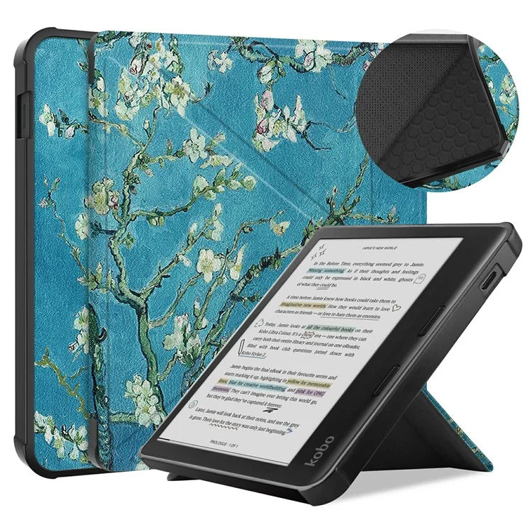 For Kobo Libra Colour Case Pattern Print Leather ebook Reader Cover