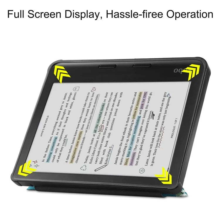 For Kobo Libra Colour Case Pattern Print Leather ebook Reader Cover